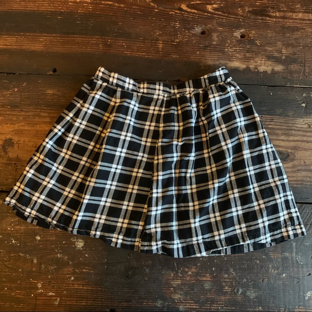 Kids Gap black and white plaid mini skirt uniform side zipper sz14 school